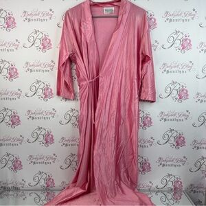 Tradition sears robe shiny pink vintage long tie up comfy lounge Women's Robe
